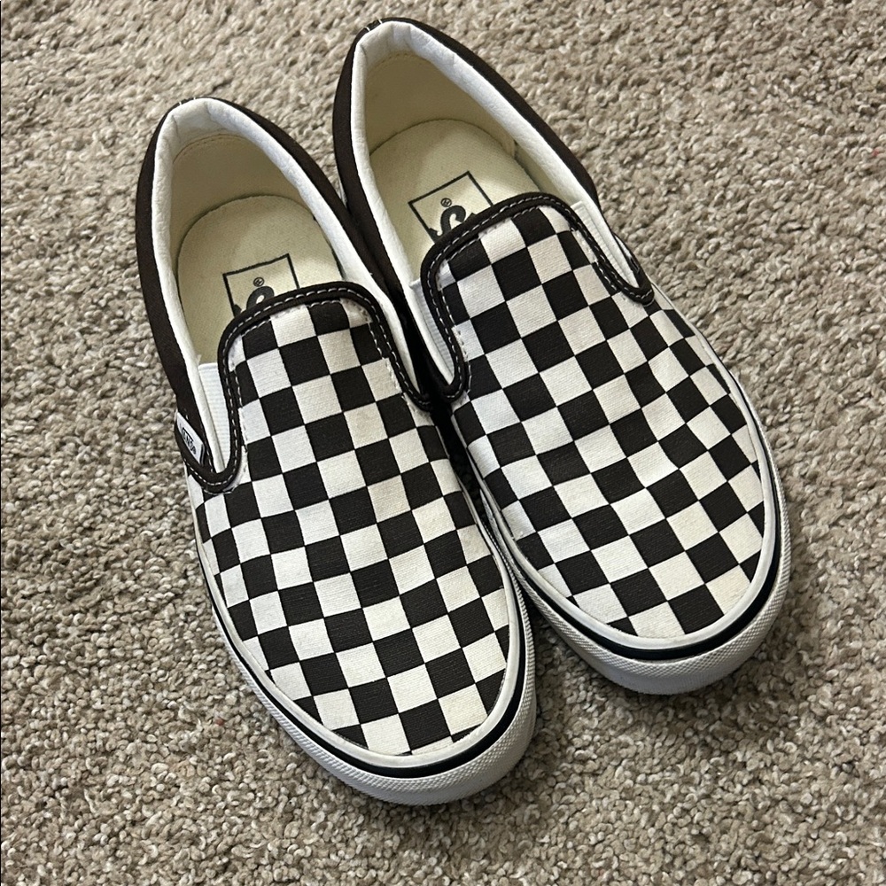 Vans Espresso Brown Checkered Slip-On Sneakers